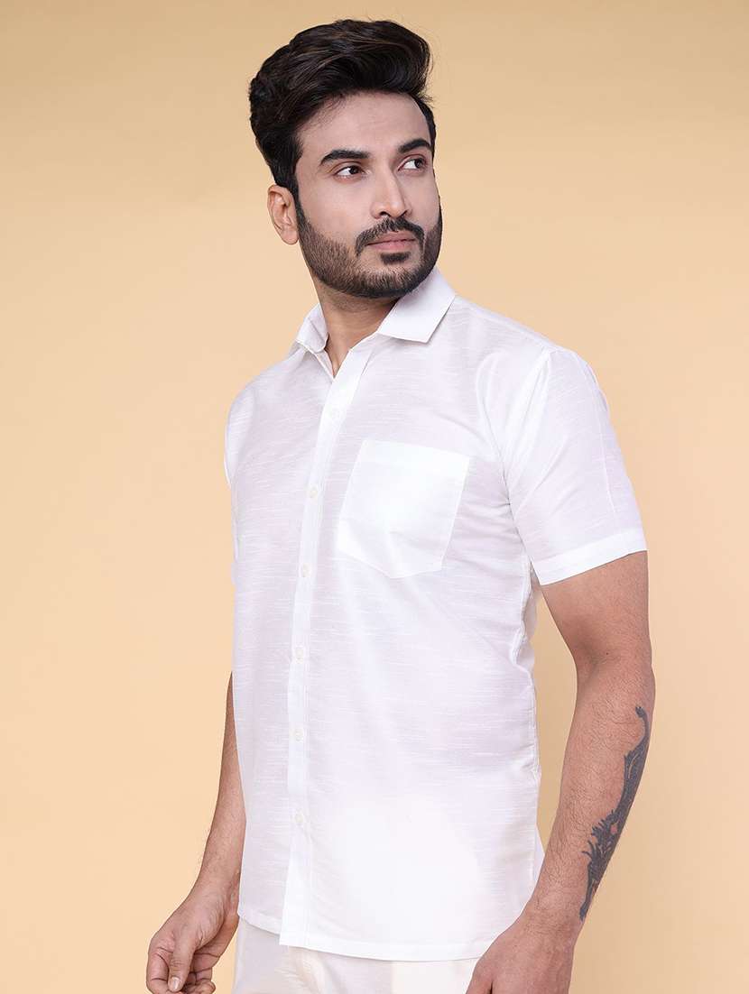 men solid short sleeve regular fit casual shirt