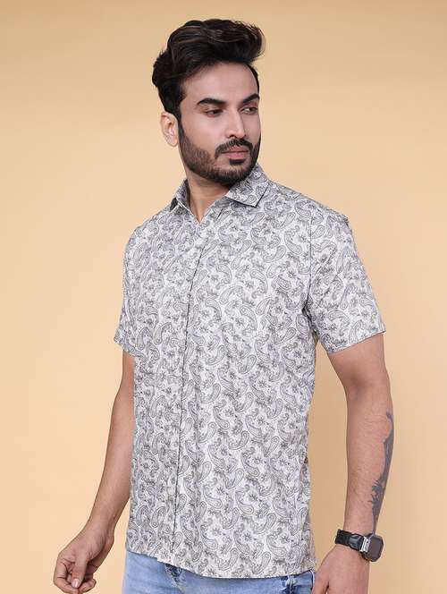 men paisley short sleeve regular fit casual shirt - 22228120 -  Standard Image - 0