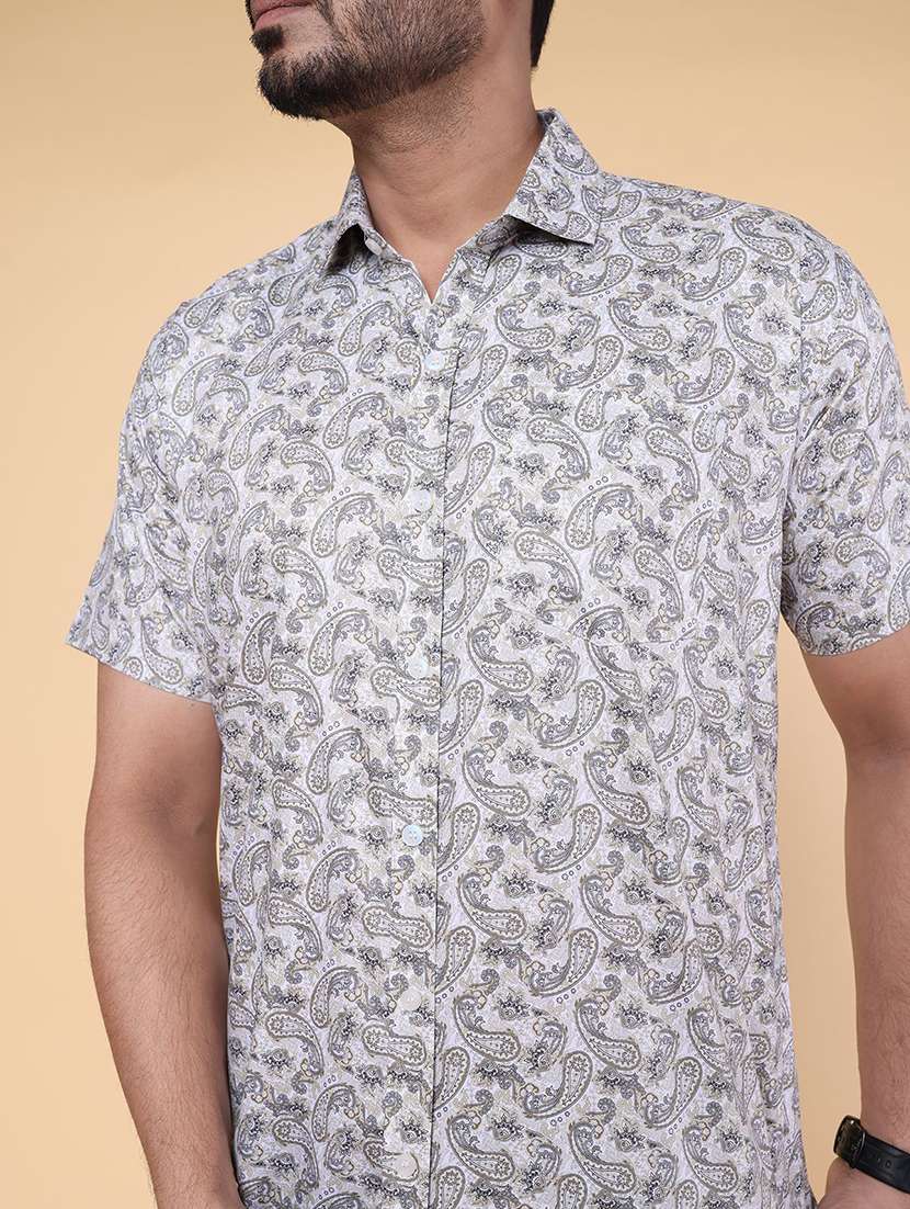 men paisley short sleeve regular fit casual shirt - 22228120 -  Standard Image - 3