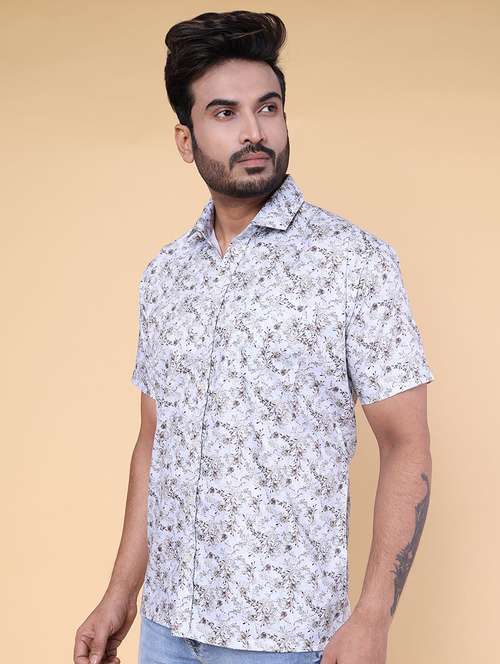 men floral short sleeve regular fit casual shirt - 22228121 -  Standard Image - 0