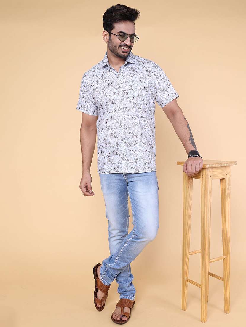men floral short sleeve regular fit casual shirt - 22228121 -  Standard Image - 3