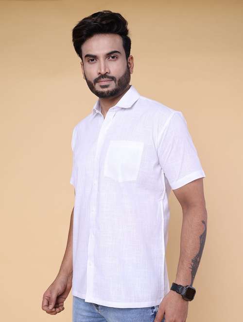 men solid short sleeve regular fit casual shirt - 22228122 -  Standard Image - 0