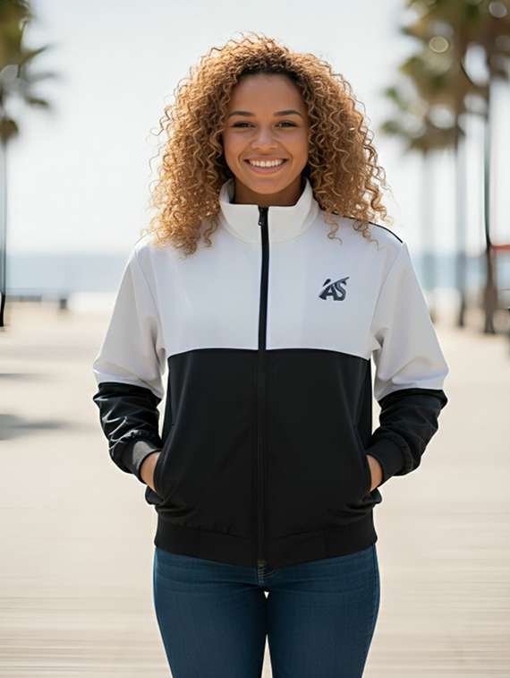 color block polyester women's bomber jacket