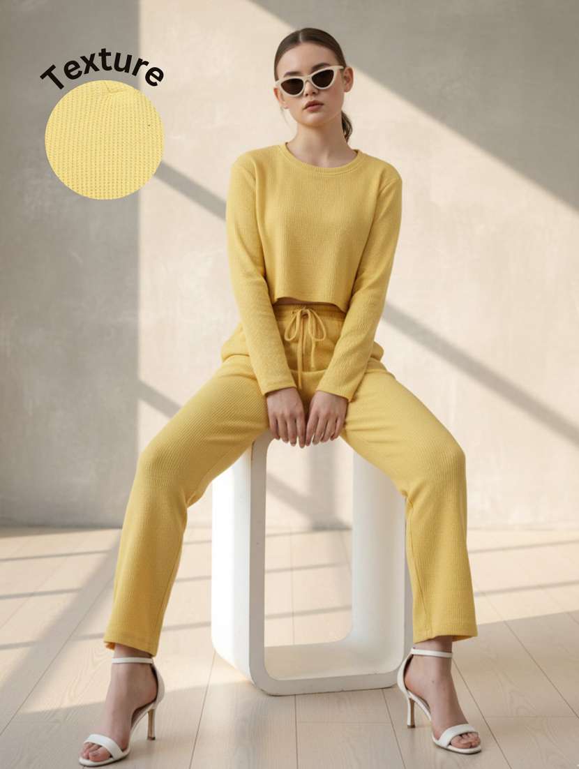 women solid top and trouser co-ord set