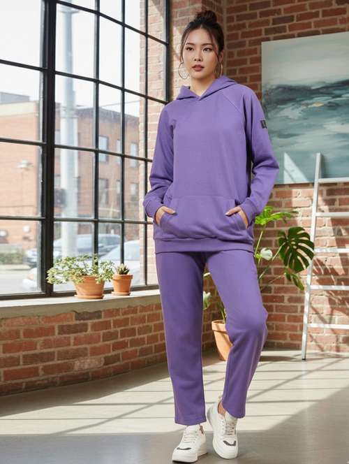 women solid sweatshirt and trouser co-ord set - 22228184 -  Standard Image - 0