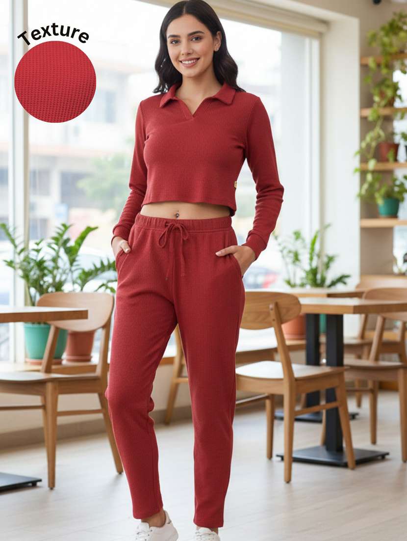 women solid top and trouser co-ord set