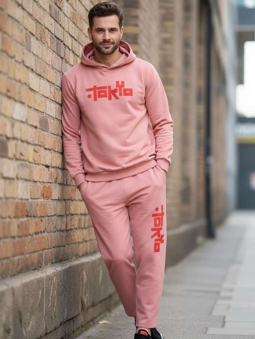 men printed long sleeve full length track suit