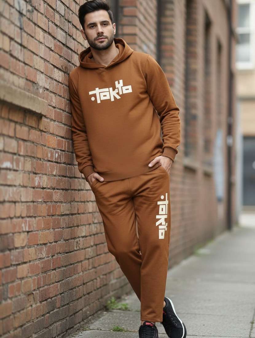 men printed long sleeve full length track suit