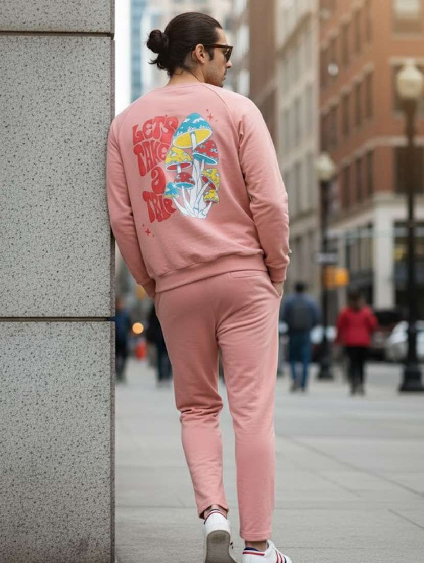 men printed long sleeve full length track suit