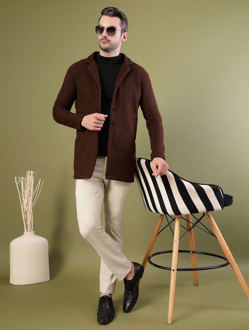 men solid lapel collar overcoat - 22228227 -  Standard Image - 3