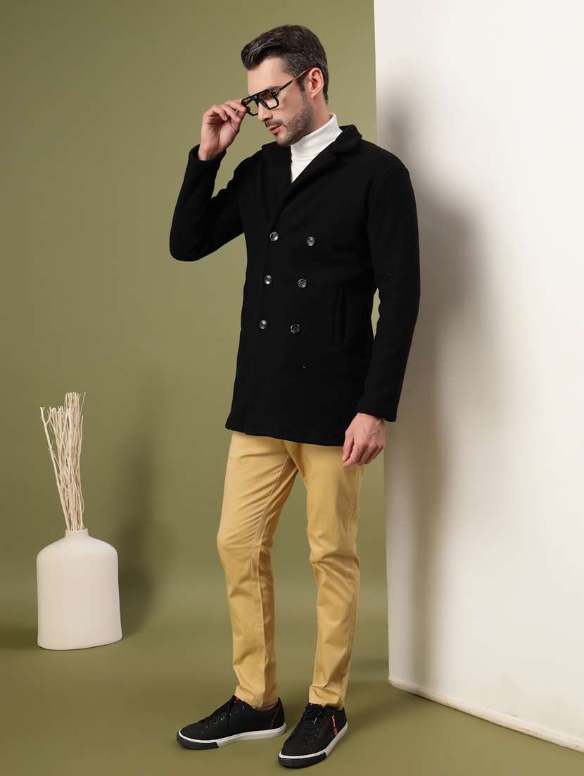 men solid lapel collar overcoat - 22228228 -  Standard Image - 3