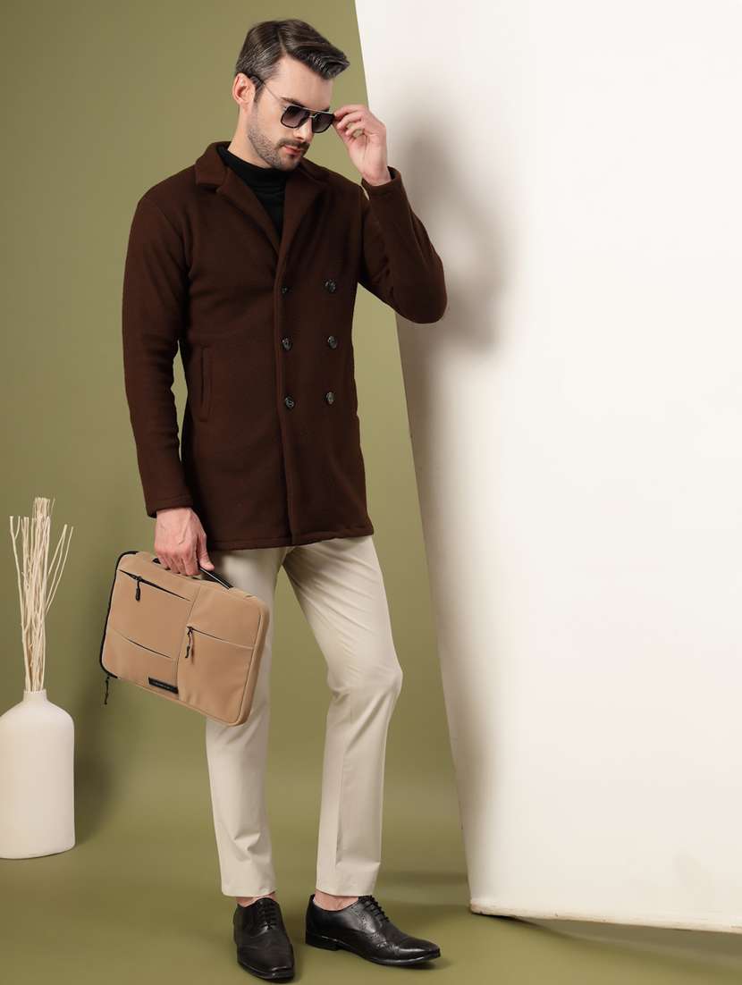 men solid lapel collar overcoat - 22228229 -  Standard Image - 3