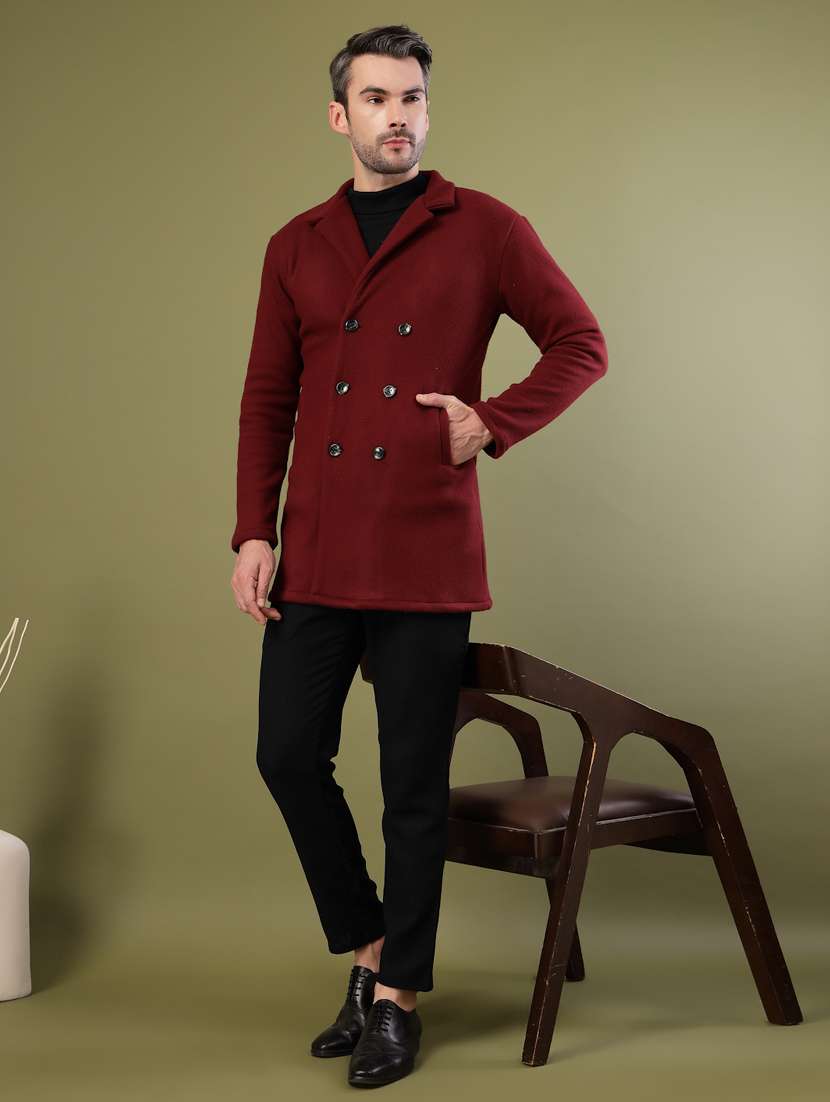 men solid lapel collar overcoat - 22228231 -  Standard Image - 3