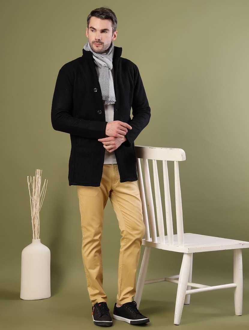 men solid lapel collar overcoat - 22228233 -  Standard Image - 3