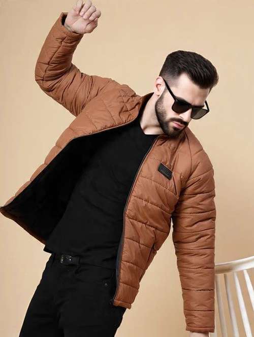 men color block long sleeve puffer jacket - 22228247 -  Standard Image - 0