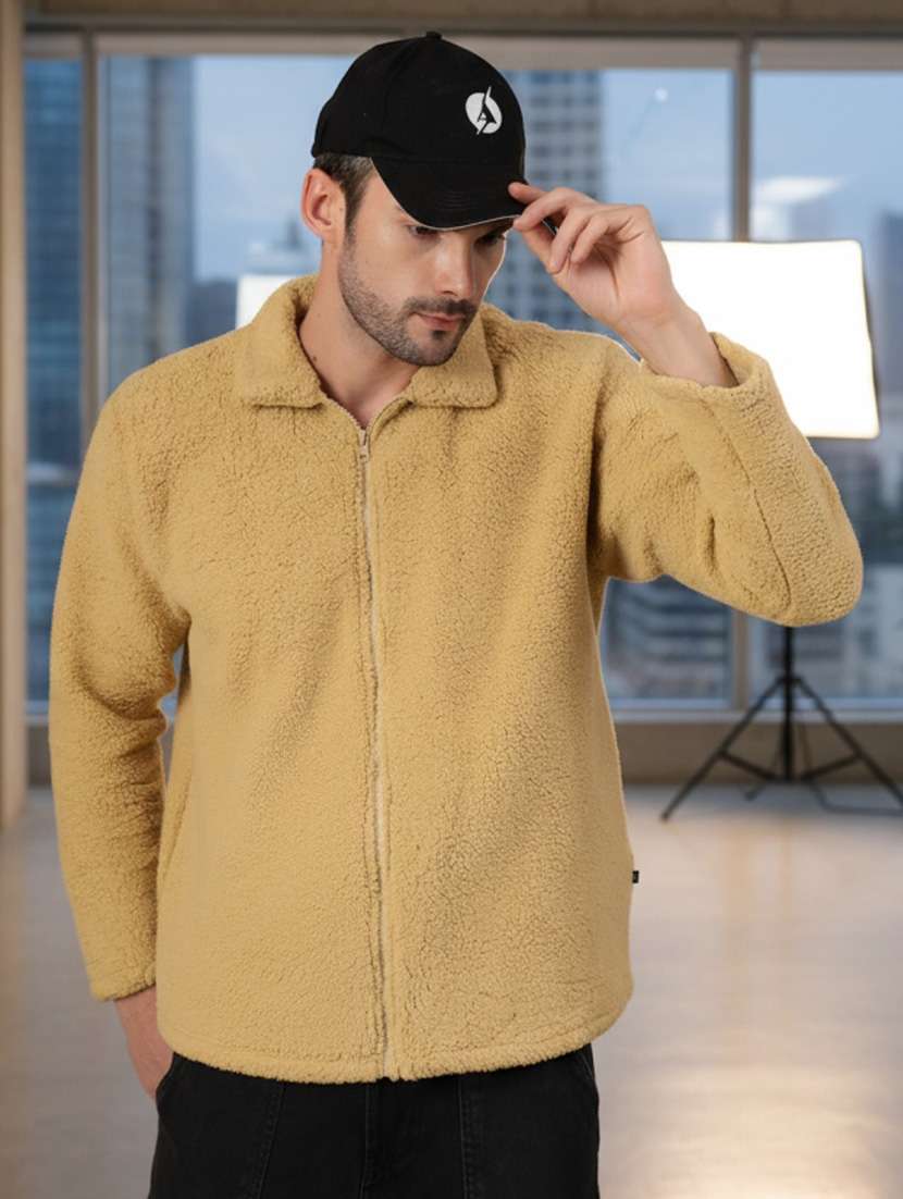 men solid long sleeve regular fit casual jacket