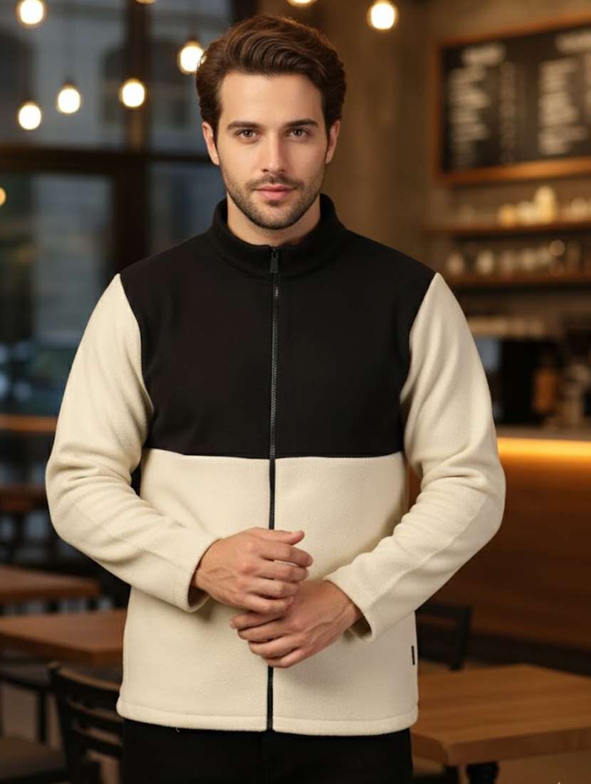 men color block long sleeve regular fit casual jacket