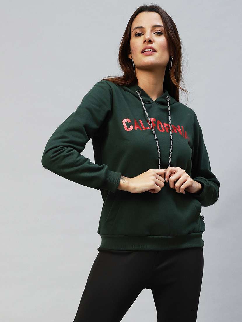 women prinred long sleeve hooded sweatshirt