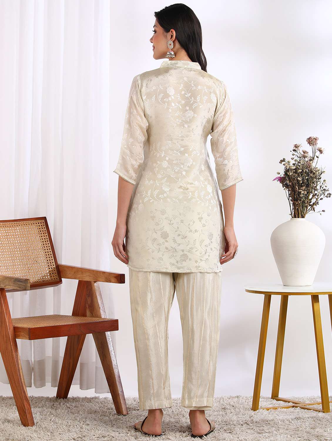 women self design three quarter sleeve ethnic co-ord set - 22228266 -  Standard Image - 3