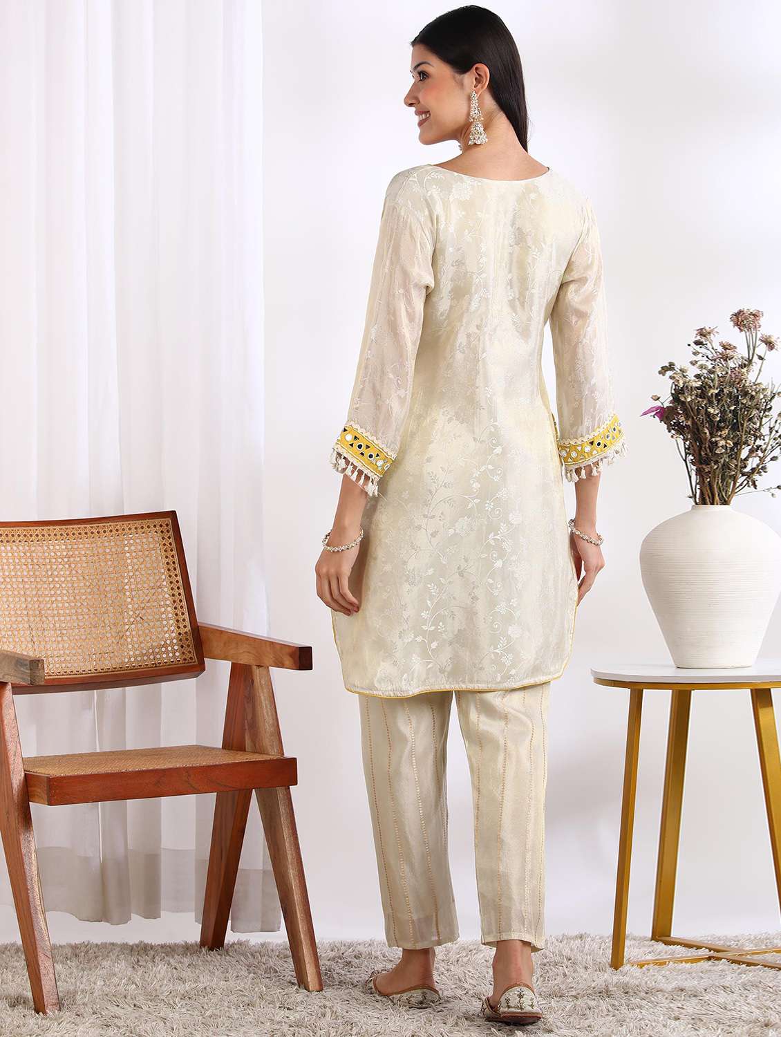 women self design three quarter sleeve ethnic co-ord set - 22228267 -  Standard Image - 3