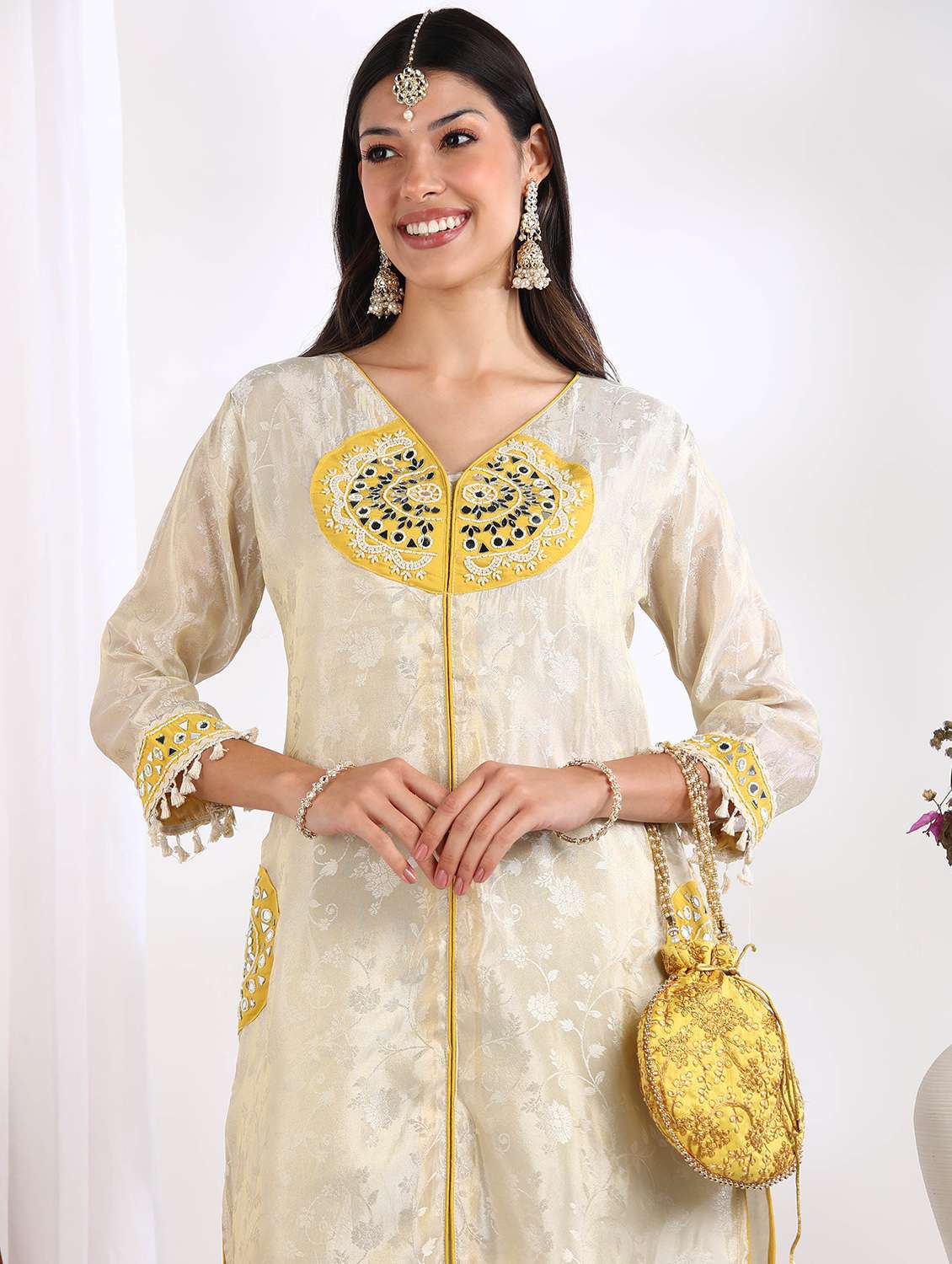 women self design three quarter sleeve ethnic co-ord set - 22228267 -  Standard Image - 5