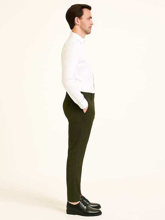 men solid mid rise flat front formal trouser - 22228291 -  Standard Image - 3