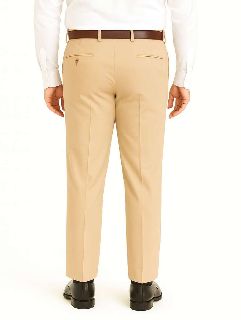 men solid mid rise flat front formal trouser - 22228295 -  Standard Image - 3
