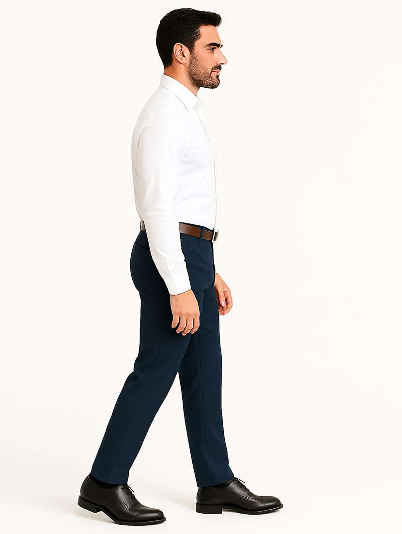 men solid mid rise flat front formal trouser - 22228297 -  Standard Image - 3