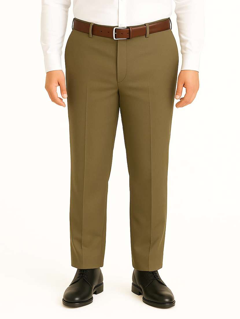 men solid mid rise flat front formal trouser