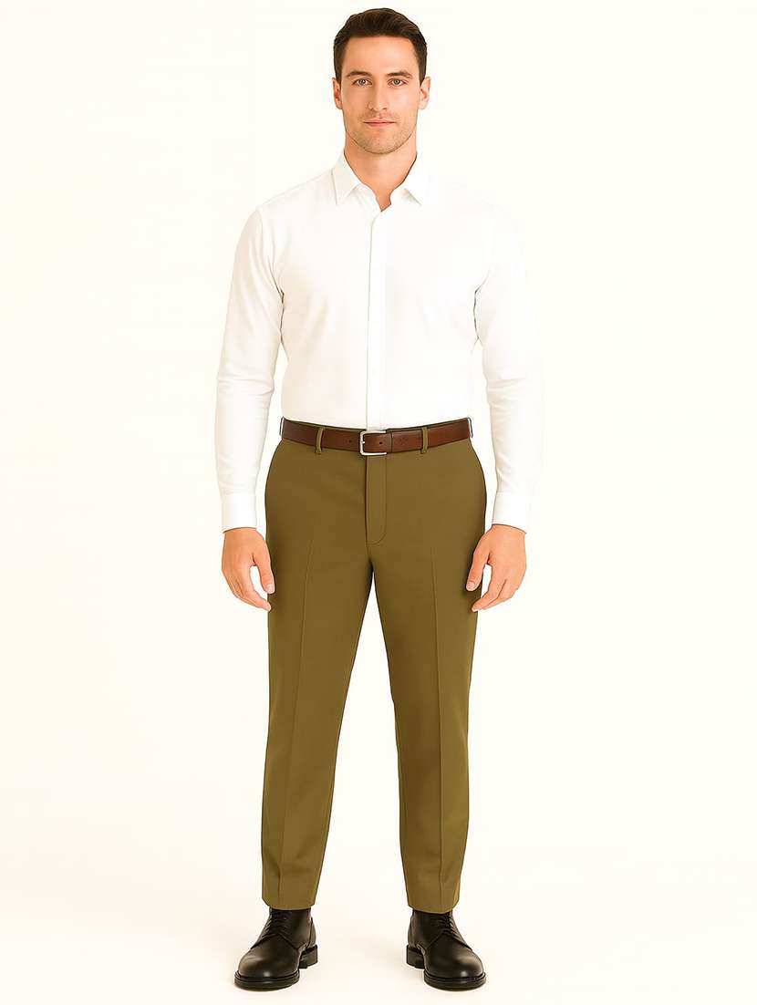men solid mid rise flat front formal trouser - 22228298 -  Standard Image - 3