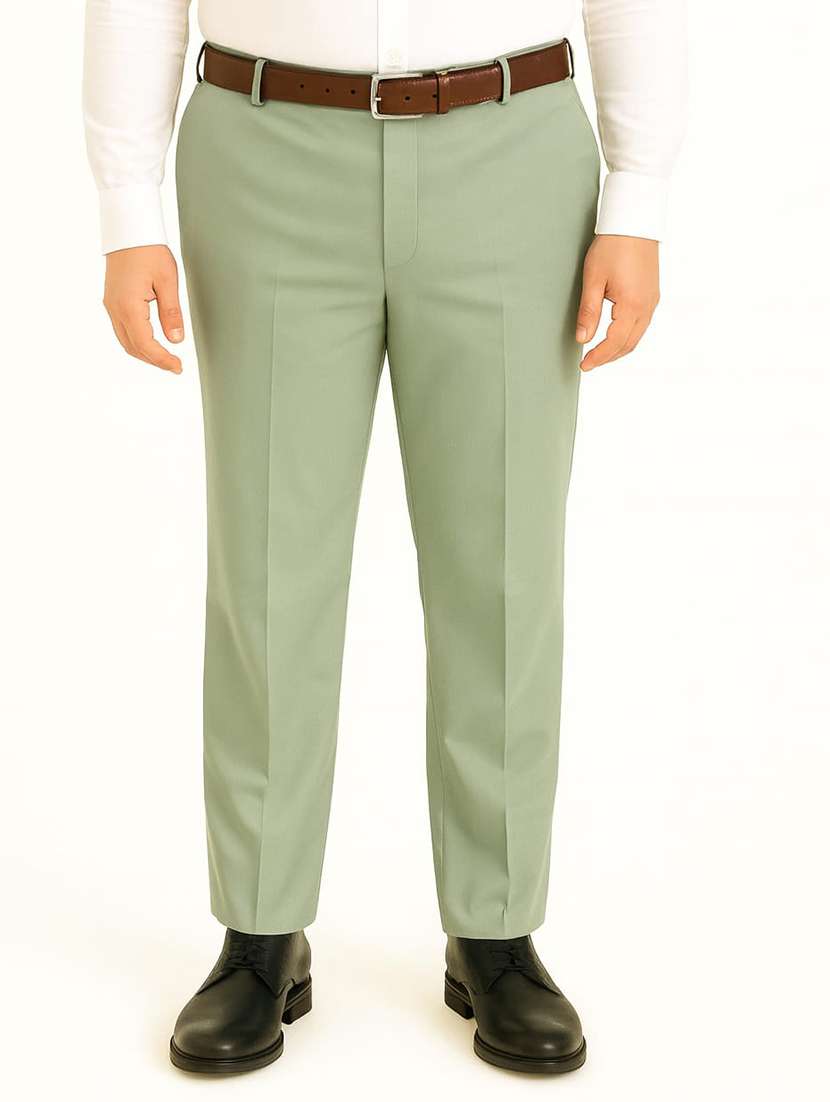 men solid mid rise flat front formal trouser