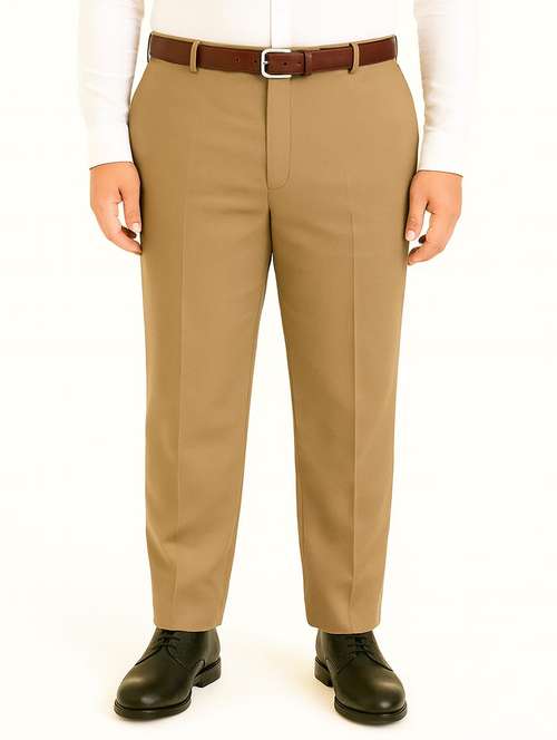 men solid mid rise flat front formal trouser - 22228300 -  Standard Image - 0