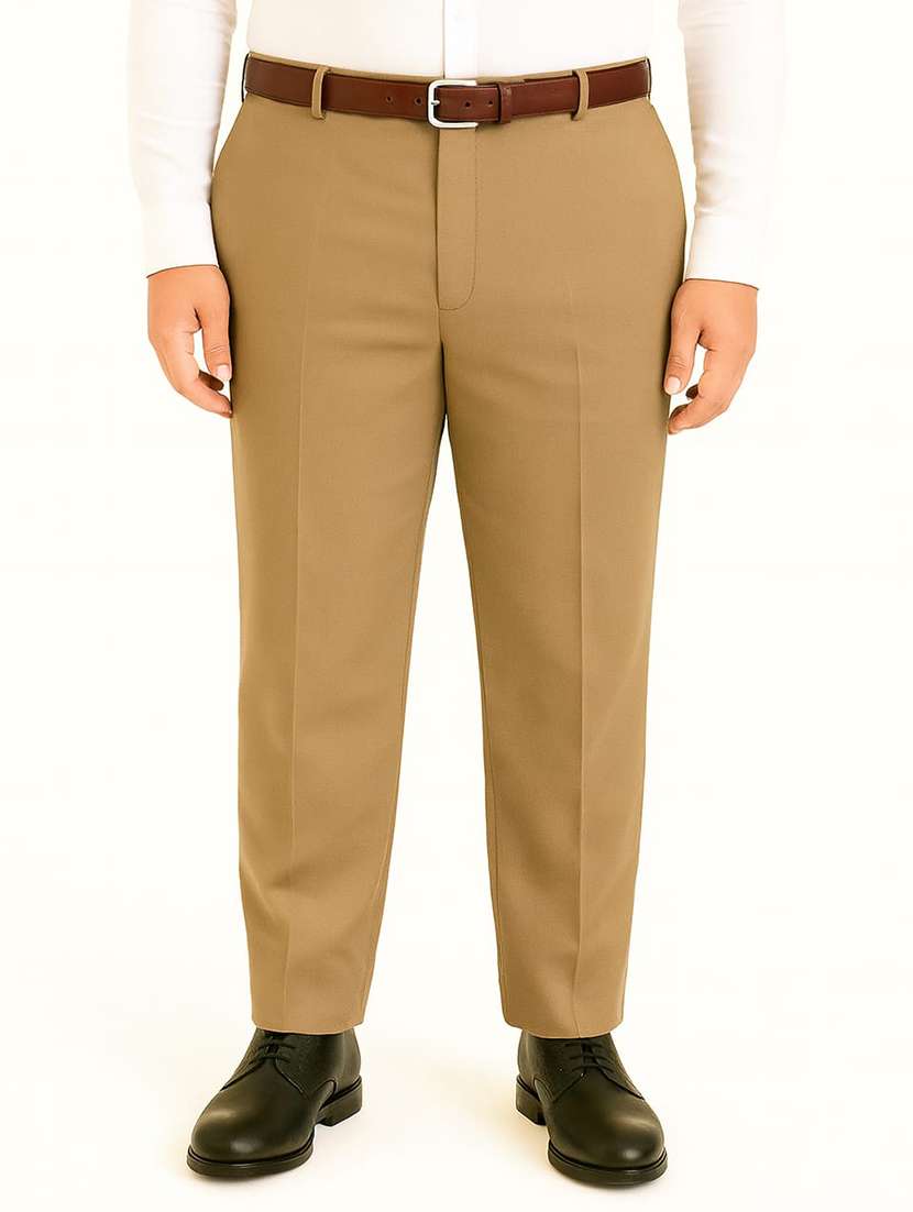 men solid mid rise flat front formal trouser