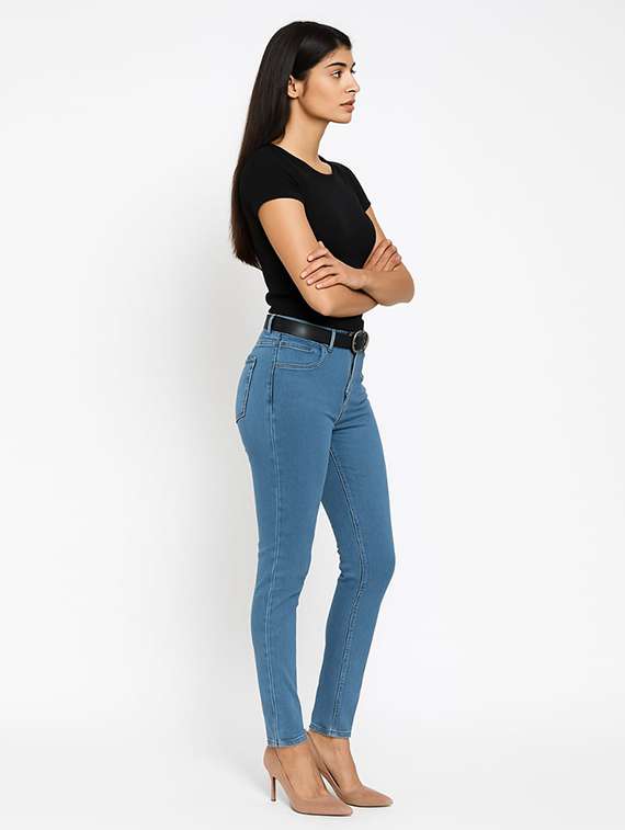 women solid high rise slim fit jean - 22228302 -  Standard Image - 3