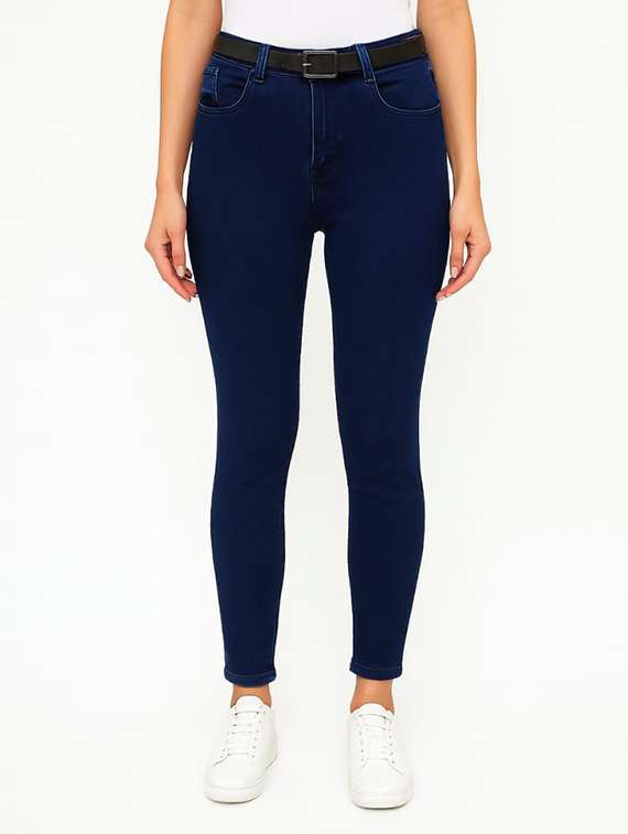 women solid mid rise slim fit jean