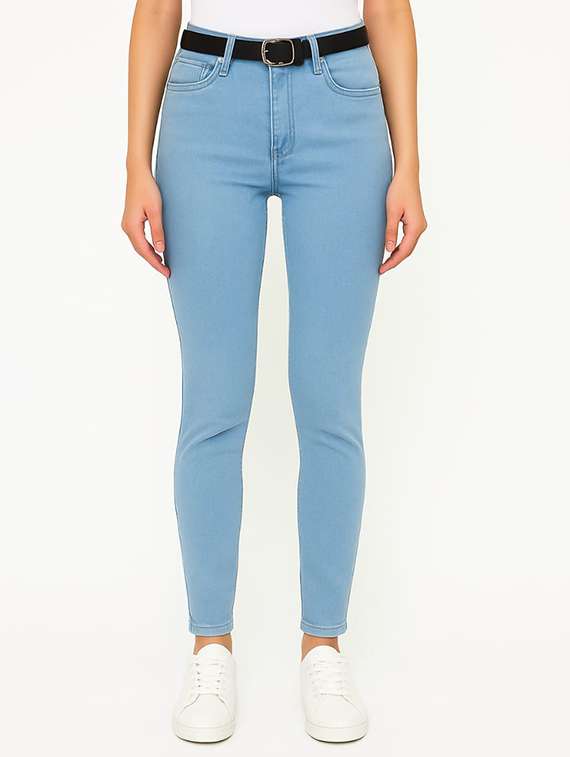 women solid mid rise slim fit jean