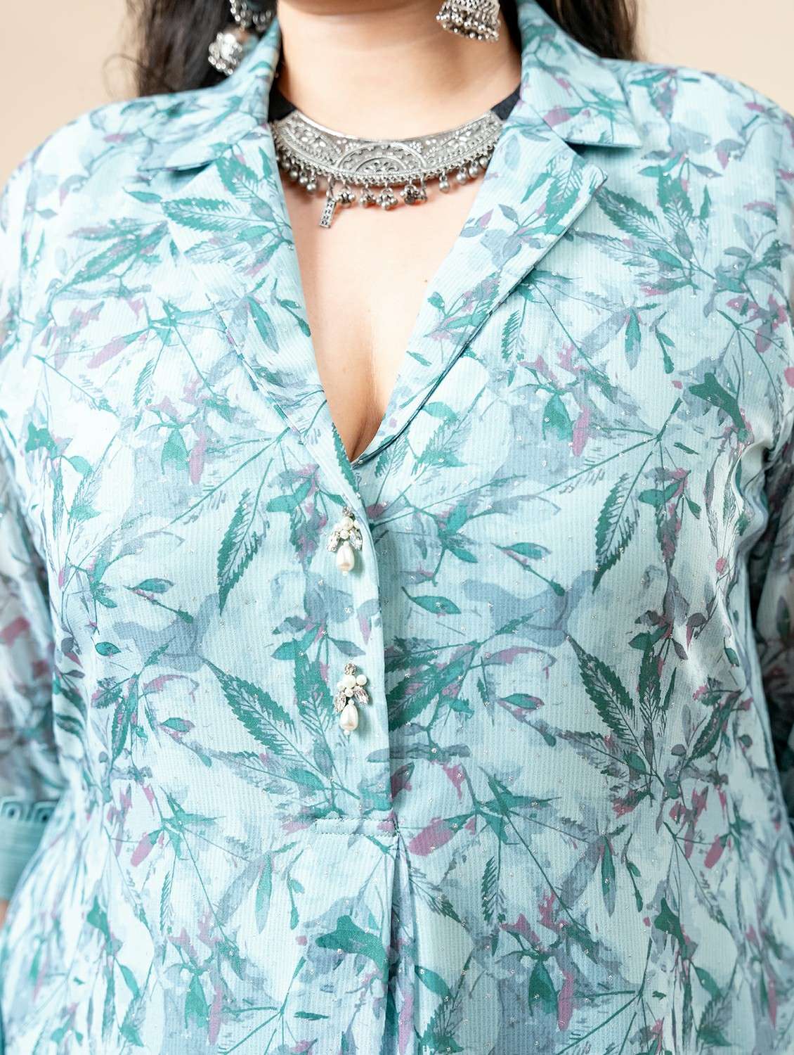 women plus size printed three quarter sleeve shirt dress - 22228318 -  Standard Image - 3