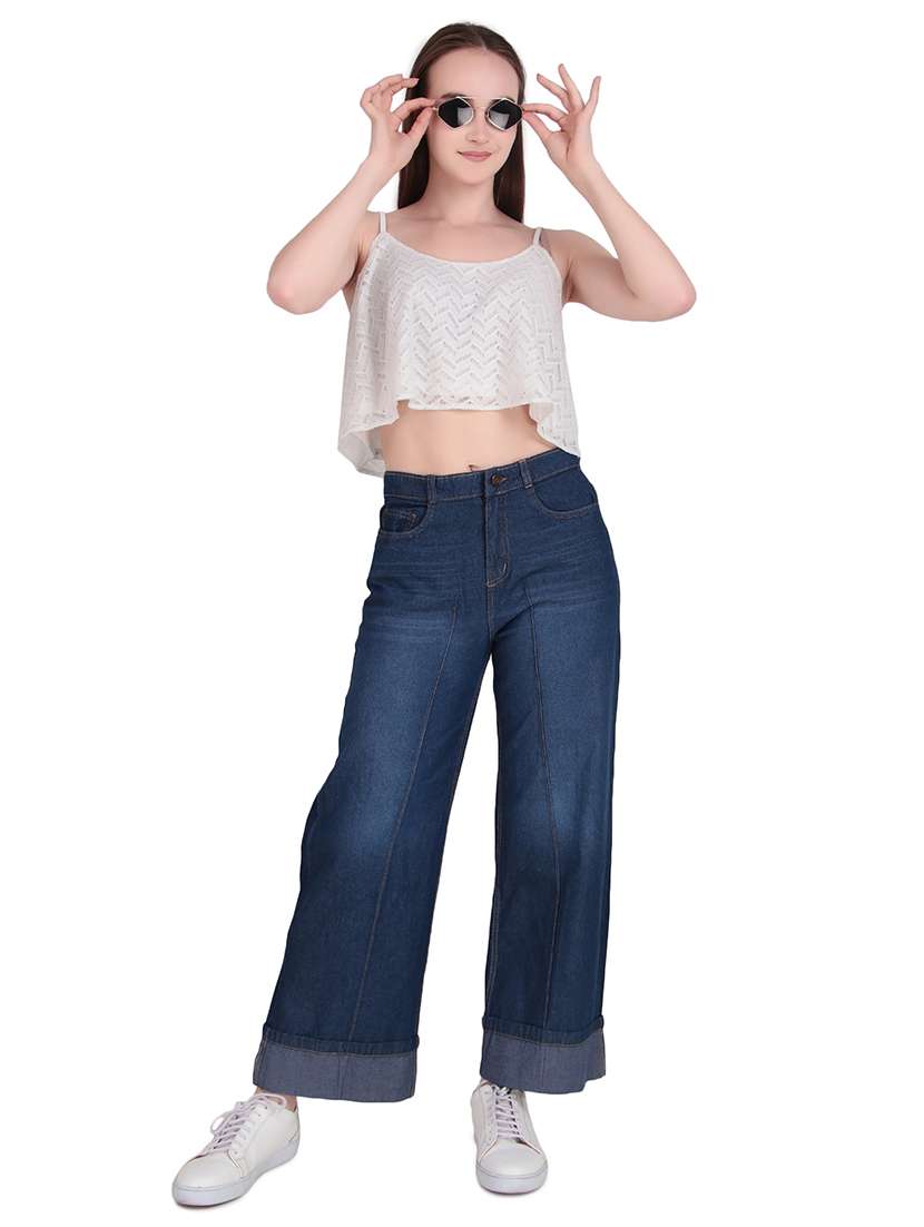 women washed mid rise wide leg jean - 22228348 -  Standard Image - 3