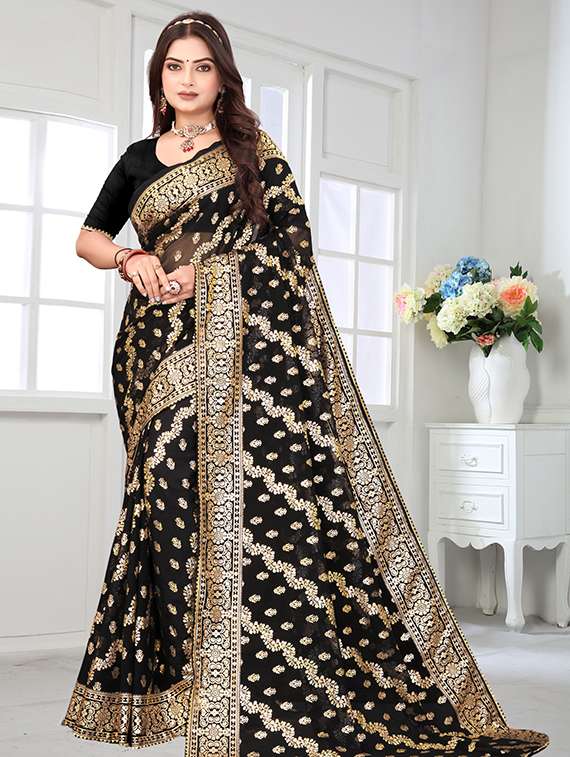 women foil printed saree with blouse
