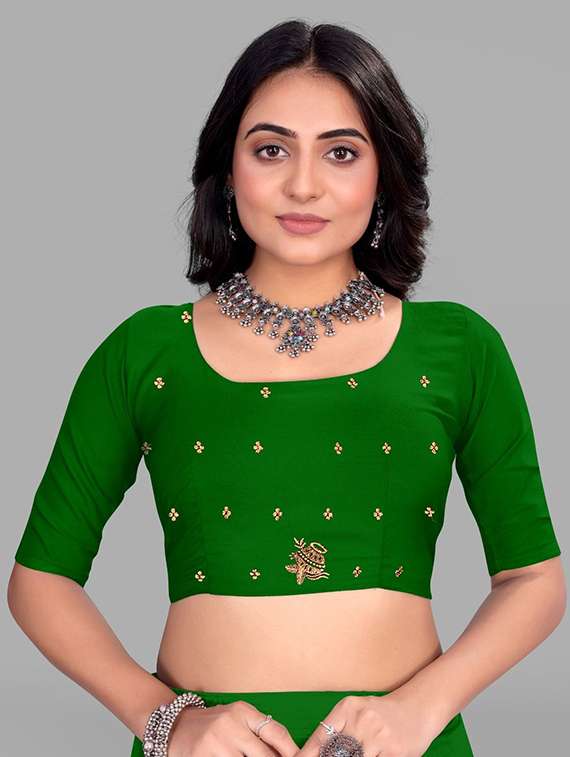 women solid with work embroidered saree with blouse - 22228370 -  Standard Image - 3