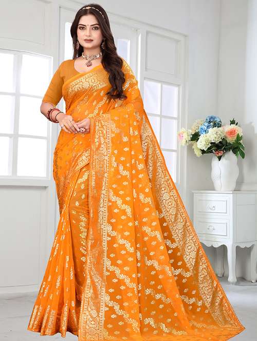women foil printed saree with blouse - 22228377 -  Standard Image - 0