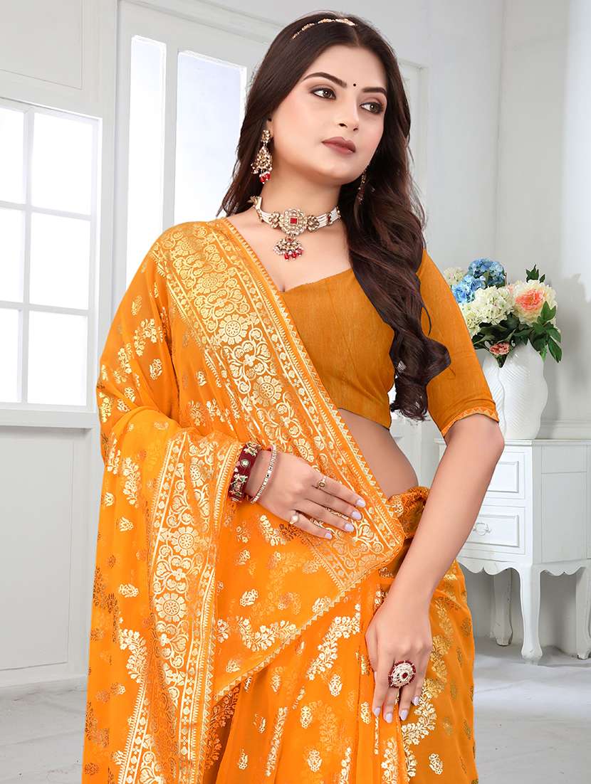 women foil printed saree with blouse - 22228377 -  Standard Image - 3