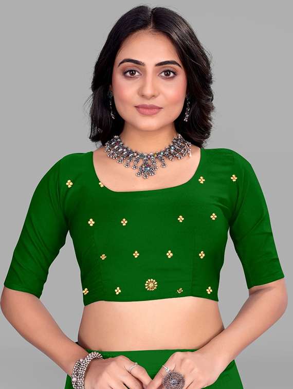 women solid with work embroidered saree with blouse - 22228381 -  Standard Image - 3