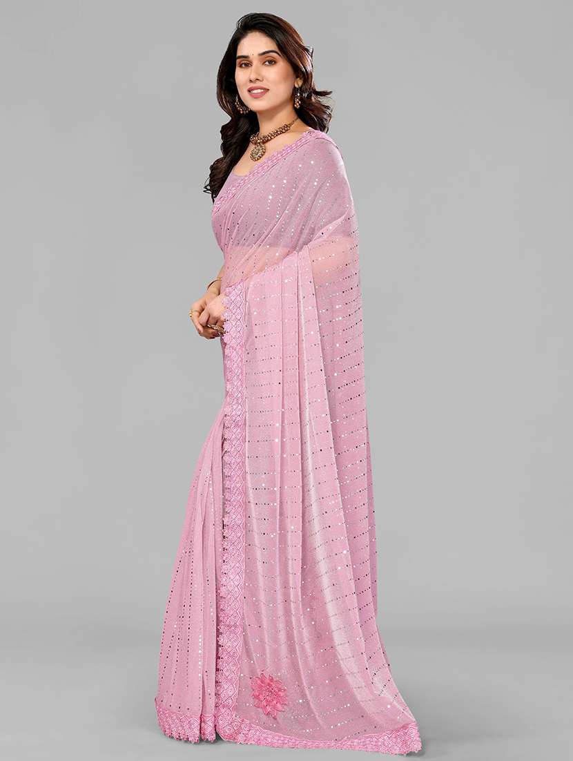 women solid with work embellished saree with blouse - 22228393 -  Standard Image - 3