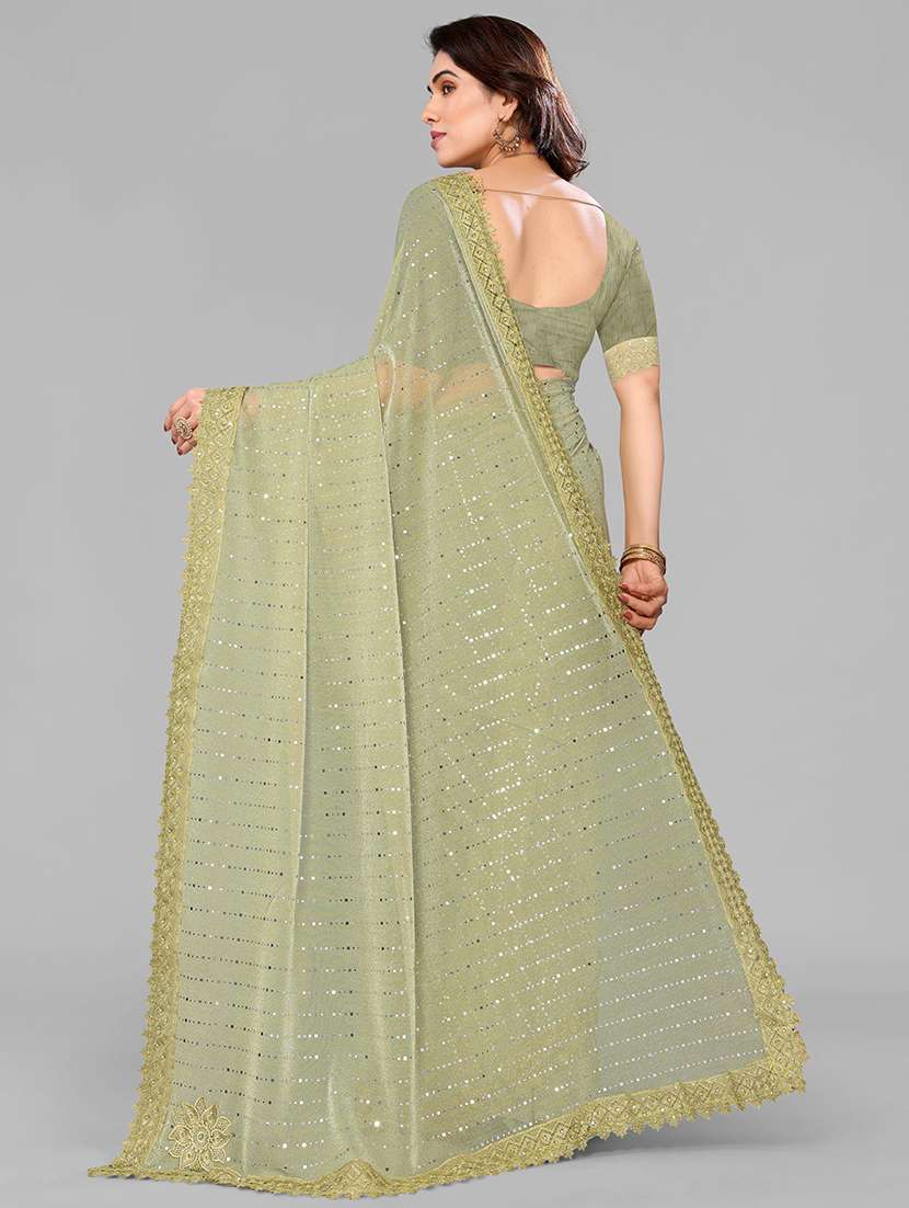women solid with work embellished saree with blouse - 22228395 -  Standard Image - 3