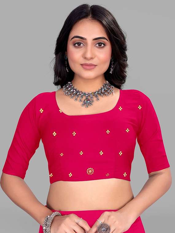 women solid with work embroidered saree with blouse - 22228398 -  Standard Image - 3