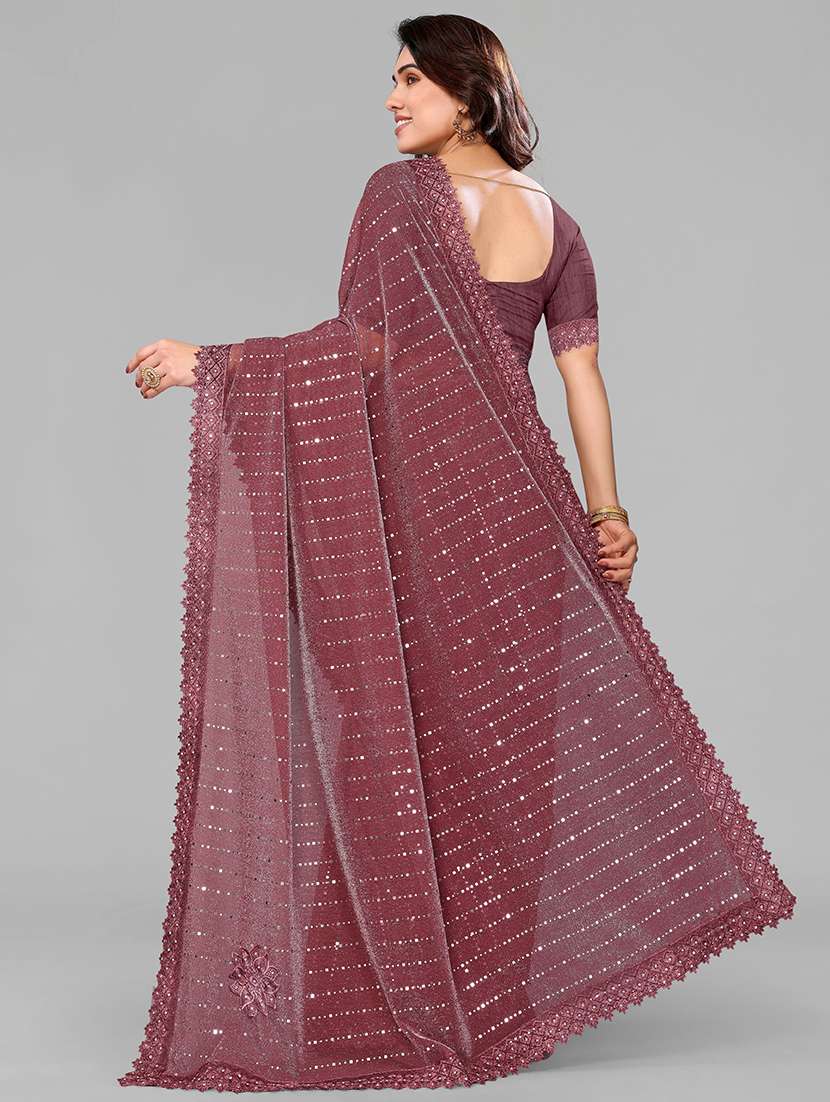 women solid with work embellished saree with blouse - 22228404 -  Standard Image - 3