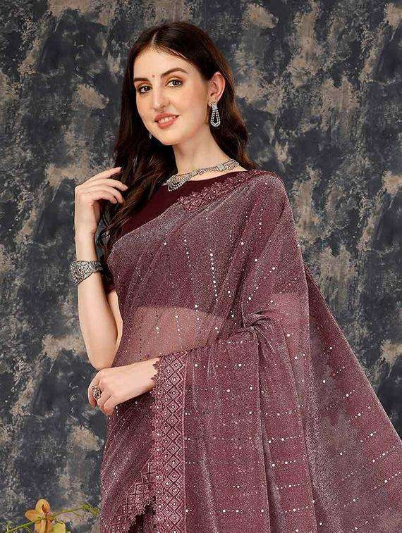 women solid with work embellished saree with blouse - 22228464 -  Standard Image - 3