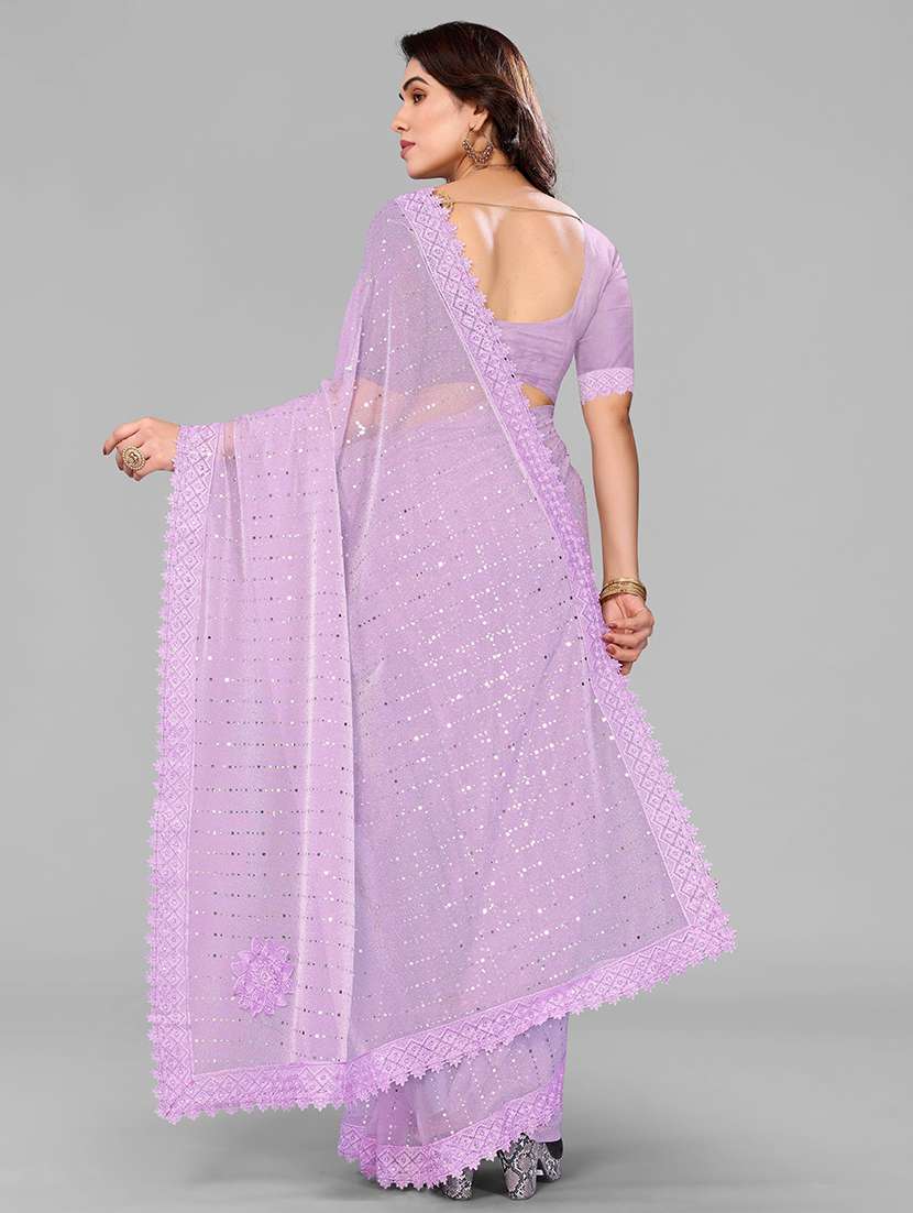 women solid with work embellished saree with blouse - 22228531 -  Standard Image - 3