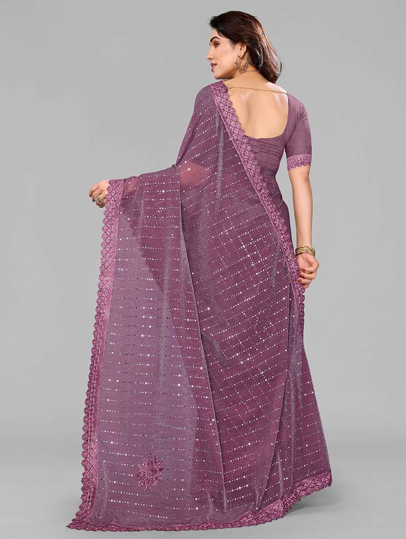 women solid with work embellished saree with blouse - 22228534 -  Standard Image - 3